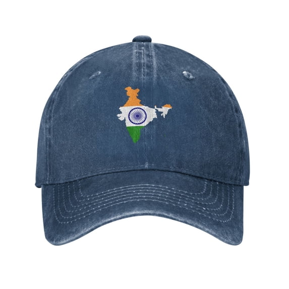 LNWH Baseball Cap, Adjustable Size for Running Workouts and Outdoor Activities All Seasons, India Map Flag - Navy Blue