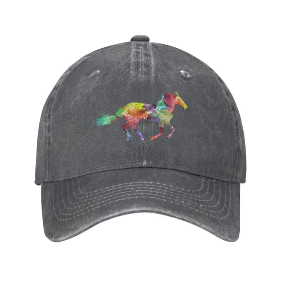 LNWH Baseball Cap, Outdoor Casual Sports Cap Classic Curved Brim Hat - Adjustable Cowboy Hat, Colorful Horse- Deep Heather