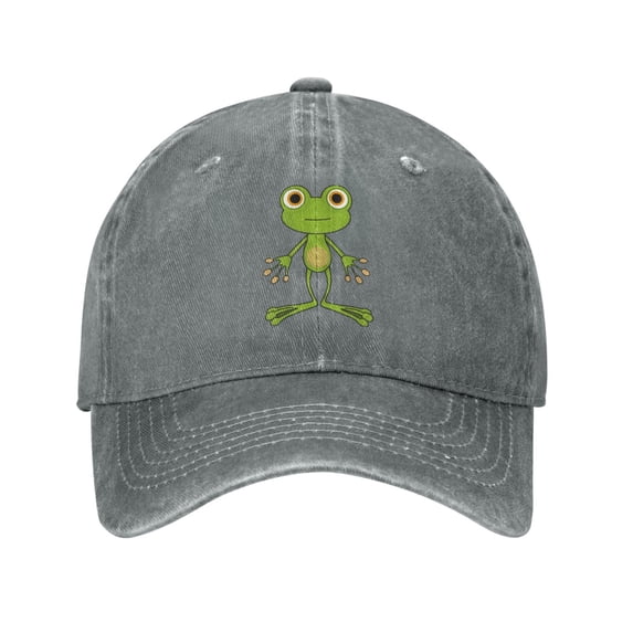 LNWH Baseball Cap, Outdoor Casual Sports Cap Classic Curved Brim Hat - Adjustable Cowboy Hat, Frog Cartoon- Gray