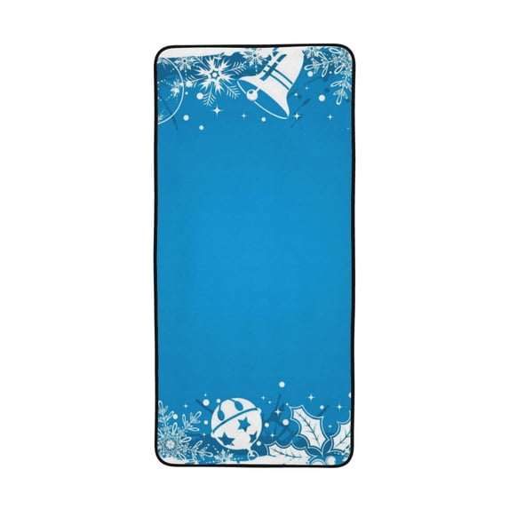 LNWH Bath Towel, Christmas Floral Blue Elegant Snowflakes Pattern Absorbent Coral Fleece Bath Towel for Bathroom, Gym, Beach-27x55in