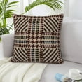 thumbnail image 1 of LNWH Brown Thousand Bird Checked Throw Pillow Covers, Square Soft Linen Decorative Pillow Cases, 18"x18", 1 of 8