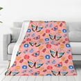 thumbnail image 1 of LNWH Butterfly Botanical Flowers Pattern Throw Blanket, Flannel Sofa Blankets for All Seasons, 40"x30", 1 of 8