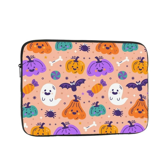 LNWH Cartoon Ghost Colored Pumpkin Pattern Laptop Sleeve, Notebook Computer Pocket Tablet Briefcase Carrying Bag, 13 inch Laptop Case
