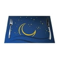 thumbnail image 1 of LNWH Cartoon Night Moon Pattern Placemats, 1 PCS Heat Resistant Washable PVC Table Mats, 18"x12", 1 of 6