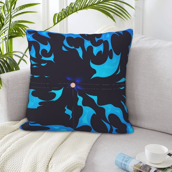 LNWH Cartoon blue fire vector Throw Pillow Covers, Square Soft Linen Decorative Pillow Cases, 16"x16"