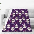 thumbnail image 1 of LNWH Catrina Muertos Spooky Skeleton Pattern Throw Blanket, Flannel Sofa Blankets for All Seasons, 60"x50", 1 of 8