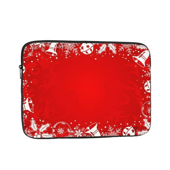LNWH Christmas Floral Red Elegant Snowflakes Pattern Laptop Sleeve, Notebook Computer Pocket Tablet Briefcase Carrying Bag, 17 inch Laptop Case