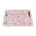 thumbnail image 1 of LNWH Christmas Pink Cartoon Snowman Pattern Placemats, 1 PCS Heat Resistant Washable PVC Table Mats, 18"x12", 1 of 6