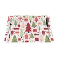 thumbnail image 1 of LNWH Christmas Tree Gift Doodle Pattern Placemats, 6 PCS Heat Resistant Washable PVC Table Mats, 18"x12", 1 of 6