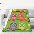 thumbnail image 1 of LNWH Colorful Owl Family Pattern Throw Blanket, Flannel Sofa Blankets for All Seasons, 80"x60", 1 of 8