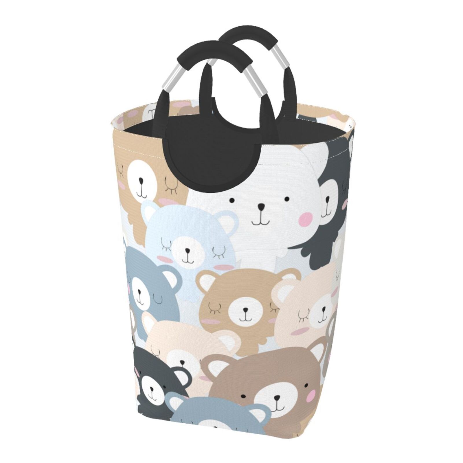 LNWH Cute Baby Teddy Bear Seamless Pattern Laundry Basket, 50L Large