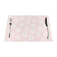 thumbnail image 1 of LNWH Daisy Pink Background Pattern Placemats, 6 PCS Heat Resistant Washable PVC Table Mats, 18"x12", 1 of 6