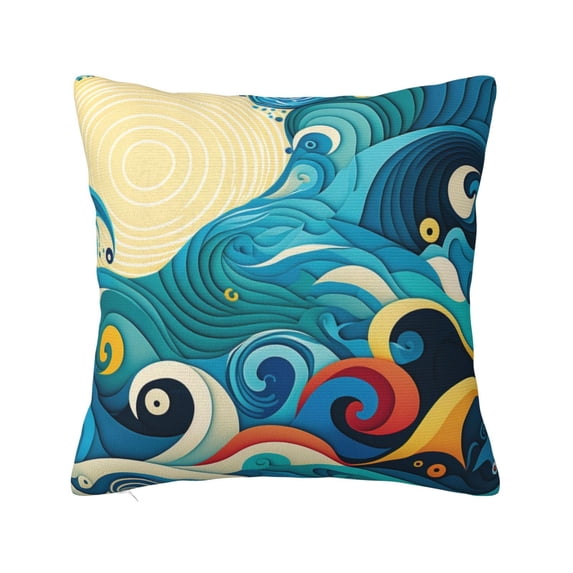 LNWH Decorative Pillow Covers, Abstract Ocean Waves Square Sofa Decorative Knit Pillow Case, 26"x26"