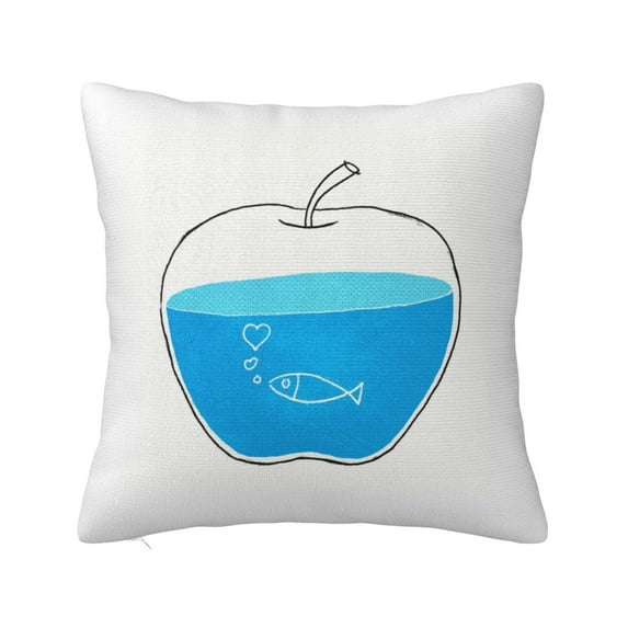 LNWH Decorative Pillow Covers, Glass Water Fish Square Sofa Decorative Knit Pillow Case, 22"x22"