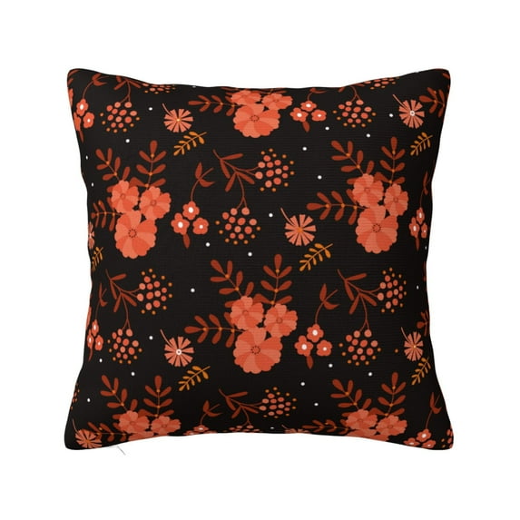 LNWH Decorative Pillow Covers, Night Autumn Flowers Square Sofa Decorative Knit Pillow Case, 12"x12"