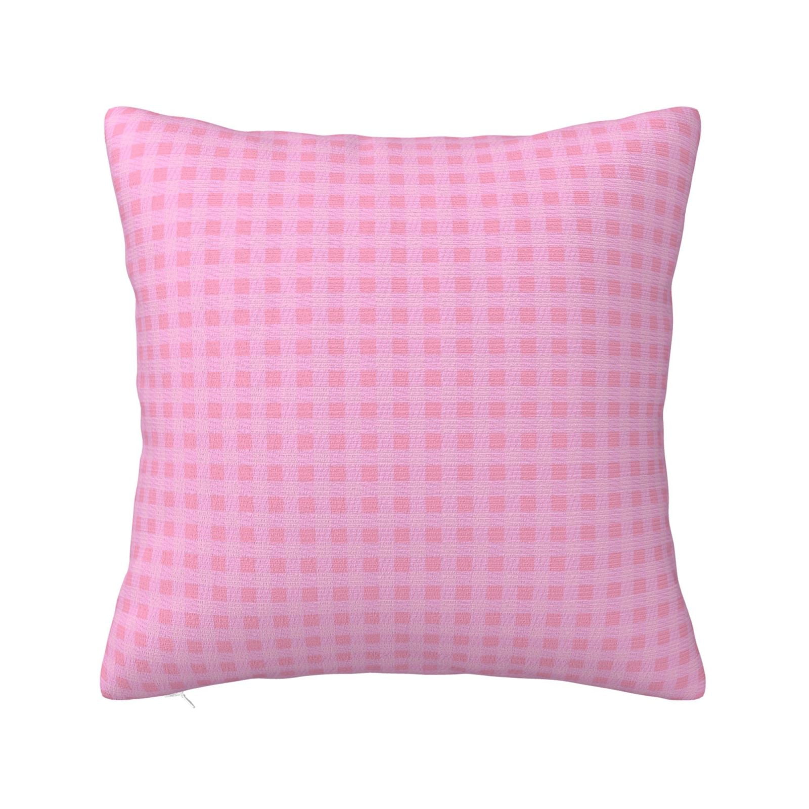 LNWH Decorative Pillow Covers, Pink Checkered Stripped Square Sofa