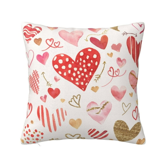 LNWH Decorative Pillow Covers, Watercolor Heart Doodle Square Sofa Decorative Knit Pillow Case, 26"x26"