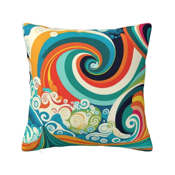 LNWH Decorative Pillow Covers, Whimsical Colorful Waves Square Sofa Decorative Knit Pillow Case, 24"x24"