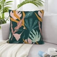thumbnail image 1 of LNWH Green Vintage Leaf Texture Throw Pillow Covers, Square Soft Linen Decorative Pillow Cases, 18"x18", 1 of 8
