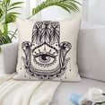 thumbnail image 1 of LNWH Hand Drawn Hand of Fatima Throw Pillow Covers, Square Soft Linen Decorative Pillow Cases, 16"x16", 1 of 8