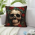 thumbnail image 1 of LNWH Human Skull Crown Cartoon Throw Pillow Covers, Square Soft Linen Decorative Pillow Cases, 18"x18", 1 of 8