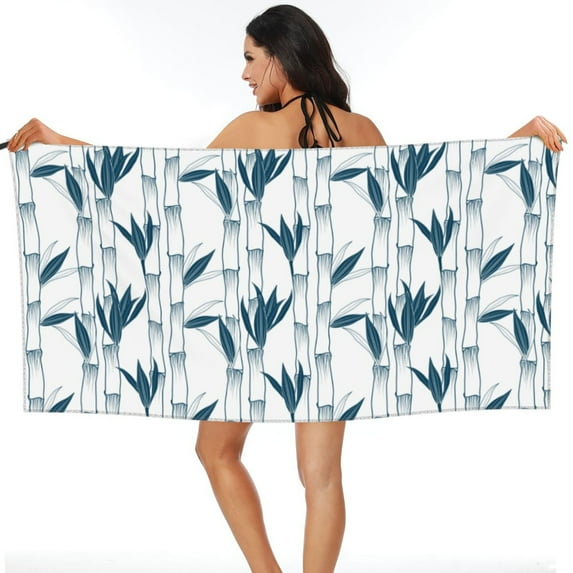 LNWH Japan Bamboo Texture Art Pattern Sandless Beach Towel, Travel Quick-Drying Microfiber Bath Towels, 31.5"x63"