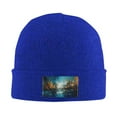 thumbnail image 1 of LNWH Knitted Acrylic Hat, Abstract Forest Ink Painting Pattern Winter Beanie Hat for Cold Weather, Blue, 1 of 4