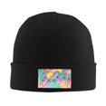 thumbnail image 1 of LNWH Knitted Acrylic Hat, Abstract Hearts Pattern Winter Beanie Hat for Cold Weather, Black, 1 of 8