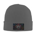 thumbnail image 1 of LNWH Knitted Acrylic Hat, Cartoon Spider Web Music Notes Pattern Winter Beanie Hat for Cold Weather, Deep Heather, 1 of 8