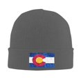 thumbnail image 1 of LNWH Knitted Acrylic Hat, Colorado State Flag Pattern Winter Beanie Hat for Cold Weather, Deep Heather, 1 of 8