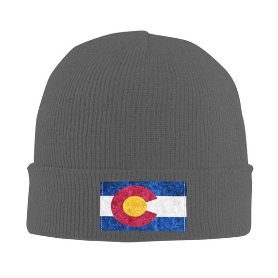LNWH Knitted Acrylic Hat, Colorado State Flag Pattern Winter Beanie Hat for Cold Weather, Deep Heather