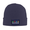 thumbnail image 1 of LNWH Knitted Acrylic Hat, Gamer Neon Signs Art Pattern Winter Beanie Hat for Cold Weather, Navy Blue, 1 of 8