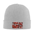 thumbnail image 1 of LNWH Knitted Acrylic Hat, Red Abstract Monster Art Pattern Winter Beanie Hat for Cold Weather, Gray, 1 of 8