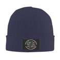 thumbnail image 1 of LNWH Knitted Acrylic Hat, Tiger Slogan Aggressive and Patient Pattern Winter Beanie Hat for Cold Weather, Navy Blue, 1 of 8