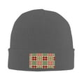 thumbnail image 1 of LNWH Knitted Acrylic Hat, Vintage Christmas Plaid Abstract Pattern Winter Beanie Hat for Cold Weather, Deep Heather, 1 of 8
