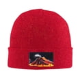 thumbnail image 1 of LNWH Knitted Acrylic Hat, Volcanic Eruption Abstract Art Pattern Winter Beanie Hat for Cold Weather, Red, 1 of 4
