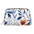 thumbnail image 1 of LNWH Large Capacity Makeup Bag, Blue Vintage Watercolor Floral Doodle Art Pattern PVC Leather Cosmetic Bags, Perfect for Makeup Lovers, Travelers, and Professionals, 1 of 1