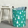 thumbnail image 1 of LNWH Laundry Basket, Abstract Green Christmas Tree Pattern Foldable Laundry Hamper with Handles Waterproof, Medium Size, 1 of 8