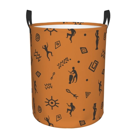 LNWH Laundry Basket, Cartoon African Culture Graffiti Pattern Foldable Laundry Hamper with Handles Waterproof, Small Size