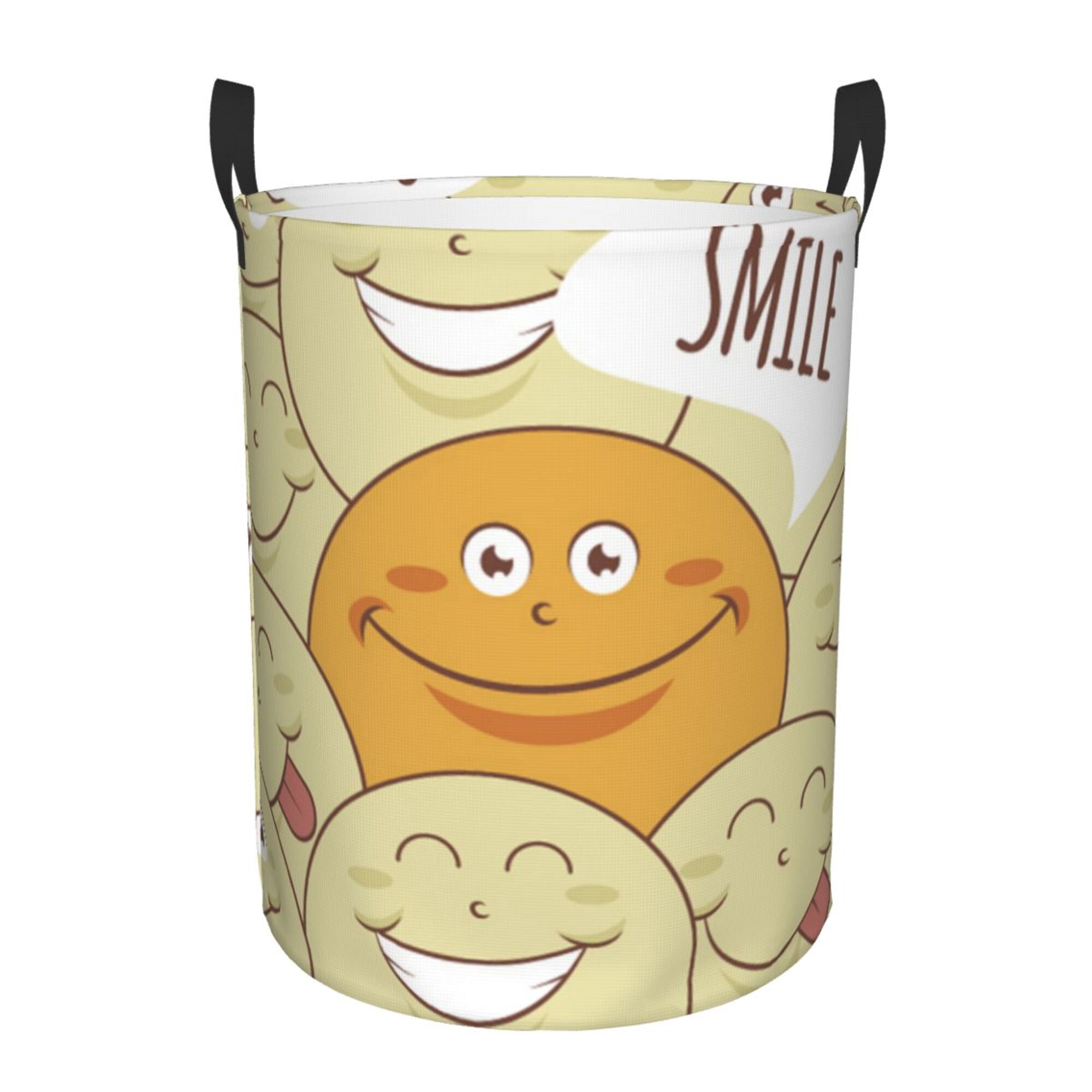 LNWH Laundry Basket, Cartoon Smile Emoticon Pattern Foldable Laundry ...
