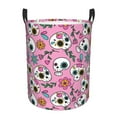 thumbnail image 1 of LNWH Laundry Basket, Cute Skull Pink Pattern Foldable Laundry Hamper with Handles Waterproof, Medium Size, 1 of 8