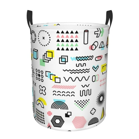 LNWH Laundry Basket, Geometric Shapes Seamless Pattern Foldable Laundry Hamper with Handles Waterproof, Small Size