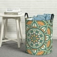 thumbnail image 1 of LNWH Laundry Basket, Green Abstract Mandala Texture Pattern Foldable Laundry Hamper with Handles Waterproof, Medium Size, 1 of 8