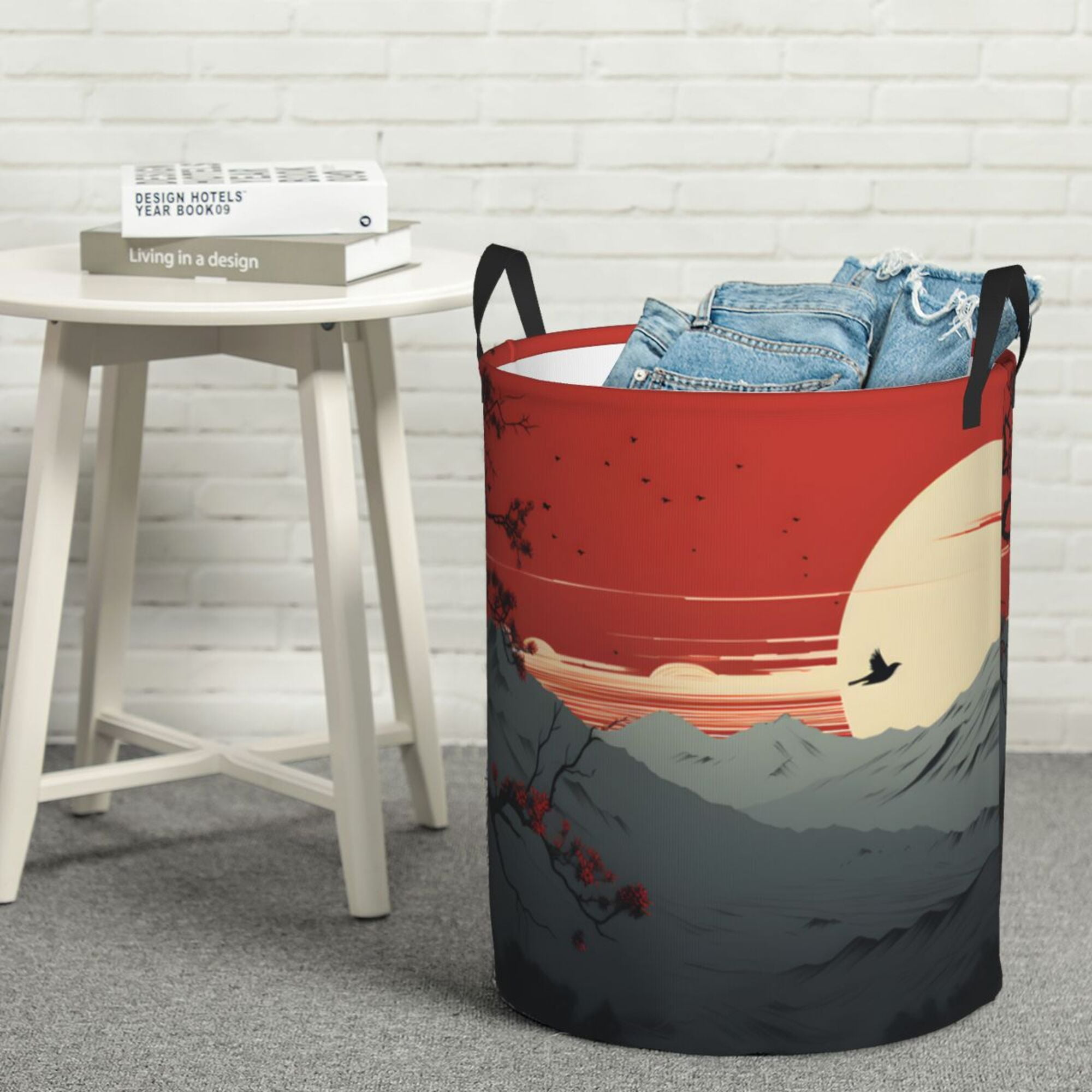 LNWH Laundry Basket, Minimalism Nature Landscape Background Pattern Foldable Laundry Hamper with