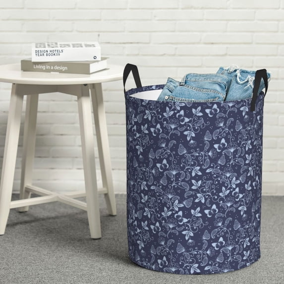 LNWH Laundry Basket, Paisley Abstract Floral Pattern Foldable Laundry Hamper with Handles Waterproof, Small Size