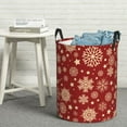 thumbnail image 1 of LNWH Laundry Basket, Red Christmas Snowflake Pattern Foldable Laundry Hamper with Handles Waterproof, Medium Size, 1 of 8