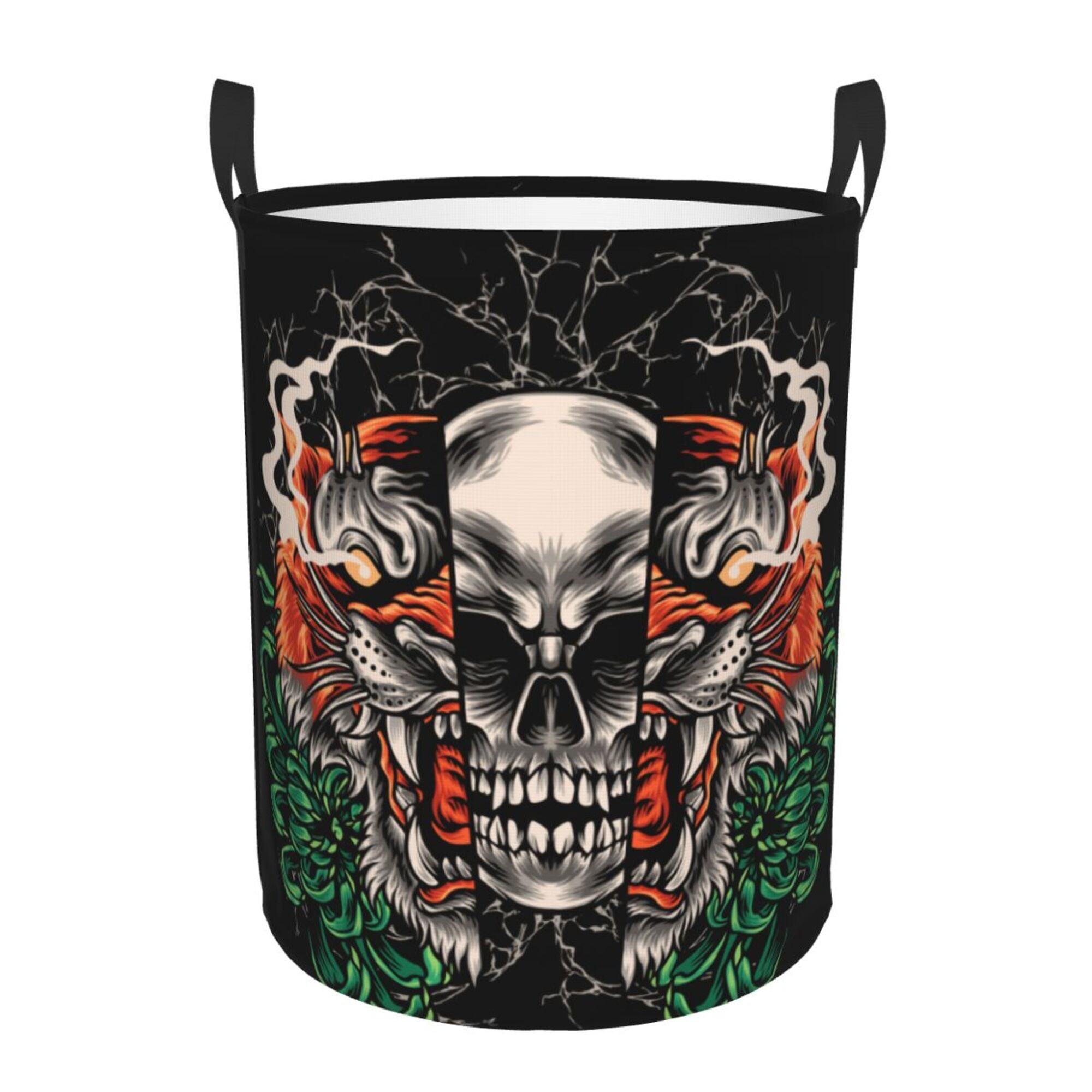 LNWH Laundry Basket, Tiger Skull Art Pattern Foldable Laundry Hamper