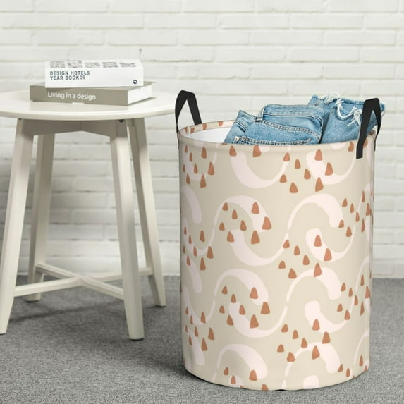 LNWH Laundry Basket, Vintage Abstract Aztec Line Art Pattern Foldable Laundry Hamper with Handles Waterproof, Small Size