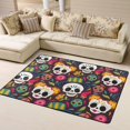 thumbnail image 1 of LNWH Mexican Skull Floral Gothic Art Rug for Bedroom Living Room, Non-Slip Soft Foldable Carpet, 63" x 48", 1 of 6