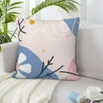 thumbnail image 1 of LNWH Modern Flower Art Design Throw Pillow Covers, Square Soft Linen Decorative Pillow Cases, 18"x18" Inch, 1 of 8